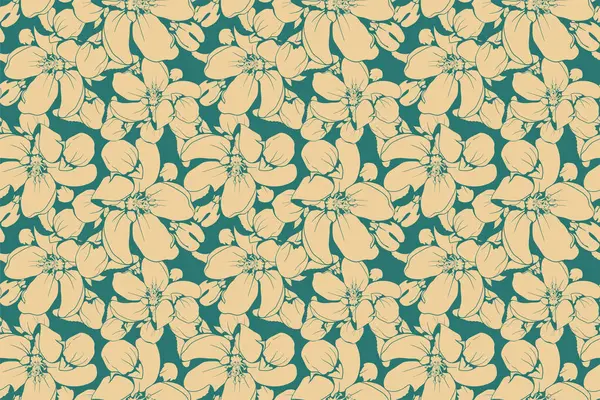 Floral Pattern Seamless Background Foliage Flower Wallpaper Design Nature Vector — Vetor de Stock