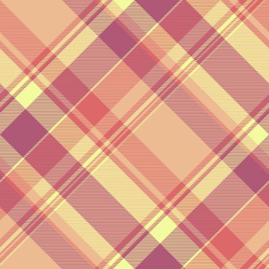 Tazeleme kalıp kontrol kumaşı, tartan arkaplan örneği pürüzsüz. Turuncu ve pembe renkli ekose vektör dokusu.
