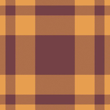Ateşleme vektör kontrolü, tartan desenli tekstil. 60 'ların deseni turuncu ve kırmızı renklerde ekosesiz kumaş..