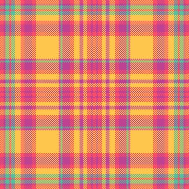 Kusursuz, mağrur kumaş kontrolü. Kehribar ve pembe renklerde Jpg vektör dokusu ekoseli.