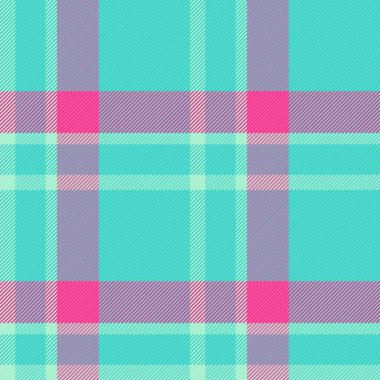 Brezilya kumaş şablonu kontrolü, ekoseli kumaşı pürüzsüz bitir. Noel süsü tekstil tartan vektör dokusu gök mavisi ve pembe.
