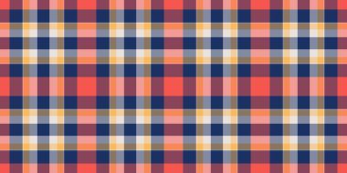 Ekose desenli ekoseli, ünlü tekstil kontrol geçmişi. Kasım tartan kumaş desen vektörü kırmızı ve turuncu renkte.
