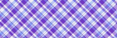Masa örtüsü ekoseli kumaş şablonu, hurda kumaş kumaş tartını. Menekşe ve ışık renginde geniş arkaplan dikişsiz vektör dokusu.