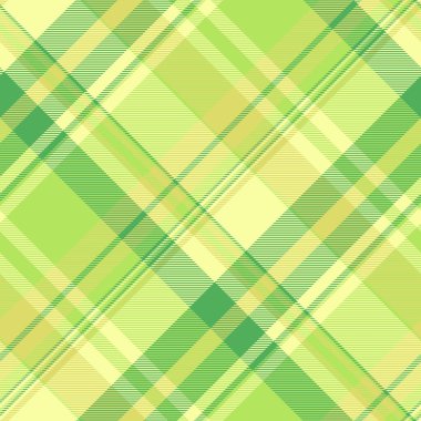 İkonik dikişsiz kumaş vektörü, ince ekose desenli arka plan. Yeşil ve kireç renkli tartan dokusunu kontrol et..