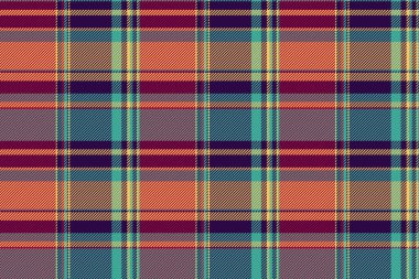 Geometrik kontrol kumaş kumaş, renkli vektör dokusu ekoseli. Nostalji pürüzsüz arkaplan desenli tartan koyu ve deniz mavisi rengi.