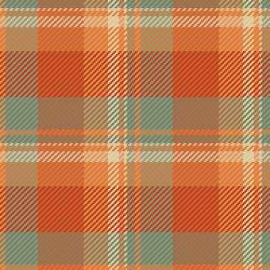 Hassas vektör dokusu kontrolü, süs kumaşı kumaş tartan arka plan. Oda desensiz turuncu ve pastel renkli ekose kumaş..