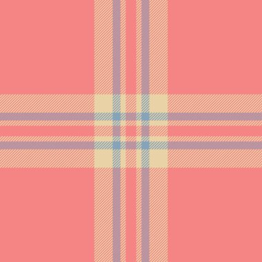 Açık mercan ve açık renkli desenli arka plan tekstil ekoseli kusursuz vektör denetimi.