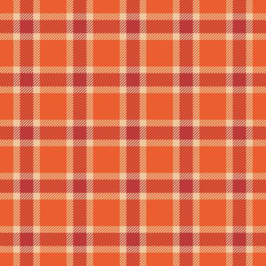 Ekose kumaş, desenli tartan vektör. Tazılar dişsiz kumaş arka plan turuncu ve kırmızı renkte.