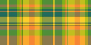 Rag tekstil tartan, model kumaş vektör deseni. Kehribar ve sarı renklerle kaplı arka plan ekoseli kumaş.