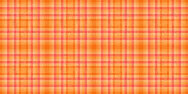 Paketleme şablonu kontrol dokusu, performans kumaşı dikişsiz. Grafik vektör arkaplan turuncu ve şanslı turuncu renkli tekstil tartanı.
