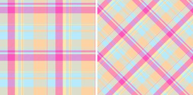 Dikensiz arka plan vektörünün desenli ekoseli kumaşı ve kumaş dokusu tartanı. Kadınlar için günlük moda çantalar için yenilik renkleriyle ayarlandı.