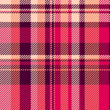 Kumaş ekoseli kumaşın tartan vektör arkaplanı desen kontrolü koyu ve pembe renklerde pürüzsüz.