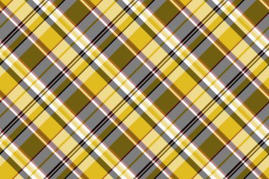 Kumaşın dokusu, arka plan tekstili. Sarı ve gri renklerde tartan desenli..
