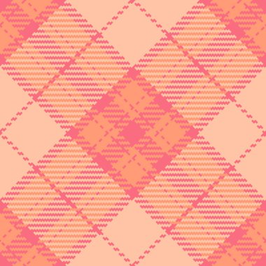 Resmi, ekoseli kumaş dokusu, yatay kumaş kontrolü. Turuncu ve yabani karpuz renklerinde özelleştirilebilir tartan desenli tekstil..