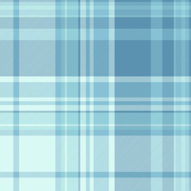 Ekosesiz arka plan, paçavra kumaş tartan kontrolü. Cyan ve ışık renklerinde katlanmış tekstil desen vektörü.