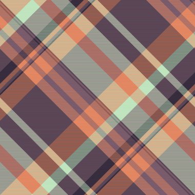 Grafiksel kontrol vektörü tekstil, içeriği belirsiz tartan ekose. 60 'ların kumaş arkaplan deseni turuncu ve pembe.