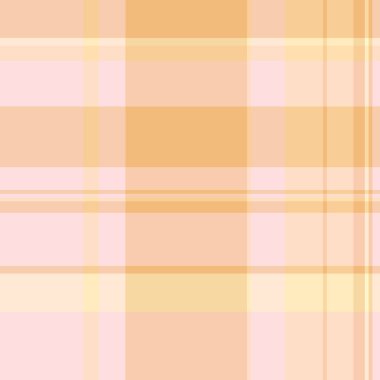 Giysi dokusu, tekstil kontrolü, düz desenli arka plan kumaşı. Şerit ekose ekose vektör turuncu ve açık renkli..