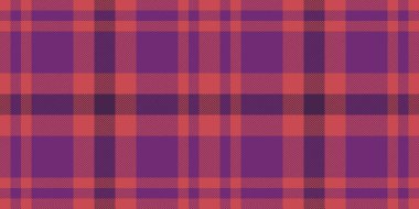 Zarif vektör kumaş arka plan, yarım ton dikişsiz tartan ekose. Mor ve kırmızı renkli vintage desen dokuma denetimi.