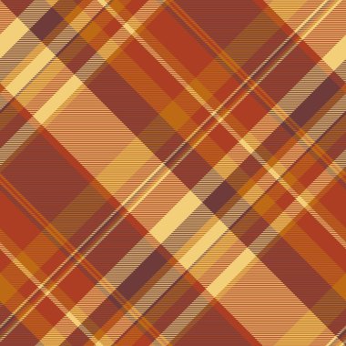 Perde arkası tartan desenli, süslü tekstil dikişsiz kumaş. Jpg ekose vektör dokusunu kırmızı ve kehribar renkleriyle kontrol et.