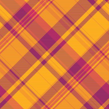 Dişli arka plan tekstil kumaşı, motif vektör kontrolü. Ekose desenli turuncu ve pembe ekoseli..