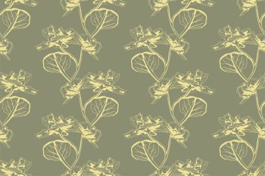 Floral pattern seamless background. Foliage and flower wallpaper design of nature. Vector illustration.