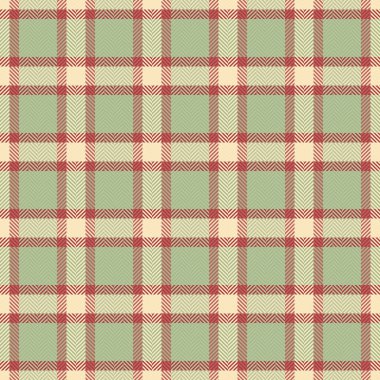 Yumuşak, pürüzsüz kontrol vektörü, kısa ekose desenli tekstil. Pastel ve kırmızı renklerde 50 'lerin kumaş arkaplan tartanı.
