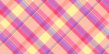 Poster tartan desenli, örgü vektör tekstil desenli. Pembe ve sarı renklerde sanatsal kusursuz kumaş denetimi.