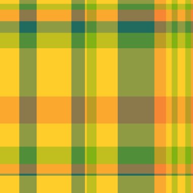 Kumaş tekstil kontrolü, boş desenli ekose kumaş. Sarı ve kehribar rengi ile yaşsız vektör şablonu.