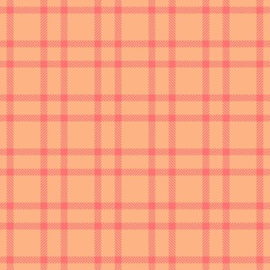 Bayan vektör kusursuz kontrol, platform desenli tekstil geçmişi. Turuncu ve kırmızı renkli ekose kumaş desenli kız..