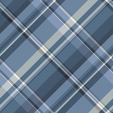 Hediye kartı desenli ekose desen, Fransız tekstil geçmişi. Dikdörtgen tartan vektör kumaşı, cyan ve mavi renklerde pürüzsüz..