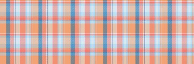 Geleneksel ekose arka plan deseni, ticari tekstil tartan dokusu. Ayak vektörü, siyanür ve turuncu renklerde kusursuz kumaşı kontrol et.