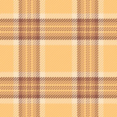 Altın desenli kumaş ekose, kıvrımlı tekstil vektör tartan. Noel kartı, turuncu ve kırmızı renklerde kusursuz bir geçmiş kontrolü..