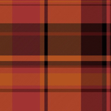 Kırmızı ve turuncu renklerde kumaş vektör arkaplan desenli dikişsiz desenli ekose kumaş kontrolü.