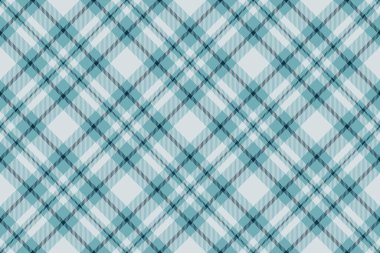 Örtülü tekstil kontrolü, ekose zemin vektörü. Dekorasyon deseni kumaş kumaşı. Cyan ve spa mavisi renklerde dikişsiz..