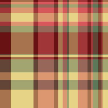 Şekil desenli ekose kumaş, İngiliz tartan vektör kumaşı. İplik desenli arkaplan denetimi turuncu ve kırmızı renkte.