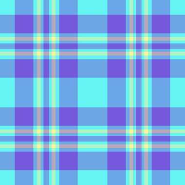 Estetik arka plan ekoseli desen, tekstil kumaşı pürüzsüz kontrol. Mavi ve mavimsi renklerde Fransız dikdörtgen desen vektörü.