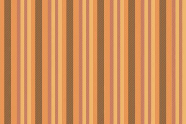 Kumaş şeritli tekstil, pastel dikişsiz doku vektörü. Turuncu ve kırmızı renkte bebek dikey arkaplan çizgileri.