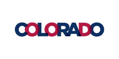 Colorado, ABD tipografi sloganı. Baskı ve web ürünleri için grafik şehir harfleriyle Amerika logosu.