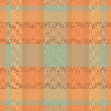 Dekorasyon dokusu kontrolü, katran kumaşı. Turuncu ve pastel renkte ekose desenli ılık vektör.