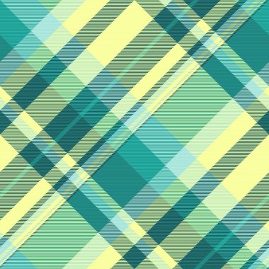 Nostaljik tartan desenli kumaş, Kelt vektör ekosesiz. Klas arkaplan tekstil kontrol dokusu gök mavisi ve limon rengi.