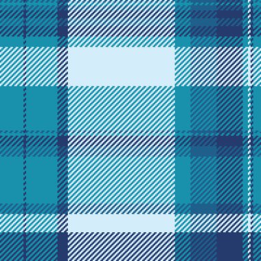 Hobisiz kumaş arka plan, baskı dokusu tekstil deseni. Cyan ve açık renkli deniz ekoseli tartan denetim vektörü.