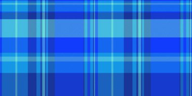 Olay dokusu, tartan arkaplan vektörü. Dekor ekoseli Cyan ve parlak renkli kusursuz tekstil denetimi.