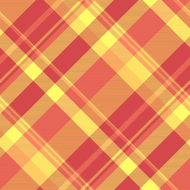 Kırmızı ve lazer limon renklerinde dikişsiz kumaş tekstil vektörü ile ekose arkaplan desenini tartan kontrol et.