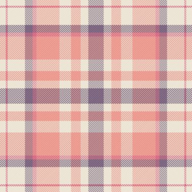 İyi kumaşsız ekose kumaş, baskı dokusu tekstil vektörü. Yaz dönemi ekoseli arkaplan şablonunu ışık ve kırmızı renkte kontrol et.