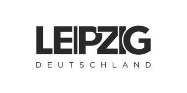 Leipzig Deutschland, modern ve yaratıcı vektör illüstrasyon tasarımı. Almanya şehri seyahat afişleri, posterler, web ve kartpostallar için tasarlanmıştır..