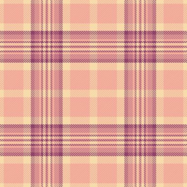 Ekose desenli, kırmızı ve pembe renklerde ekosesiz tartan desenli kontrol arkaplan desenli tekstil kumaş vektörü.