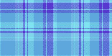 Turkuaz arka plan kumaşı kusursuz, özelleştirilmiş tekstil dokusu deseni. Cyan ve indigo renginde ekose vektör tartanını kontrol et.