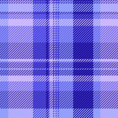 Konforlu dikişsiz tekstil vektörü, grunge check ekose dokusu. İnce desenli tartan arkaplan kumaşı çivit ve mavi renkte.