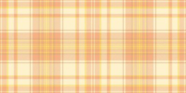 Kürk desenli tartan, kusursuz vektör ekoseli. Açık arkaplan deseni turuncu ve açık renkli kumaş.