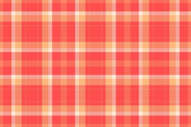 Yaş kalıpları, kumaşlar, kumaşlar, ekoseli kumaş kontrolü. Tee vektör arkaplan tartan dokusu kırmızı ve turuncu renklerde.